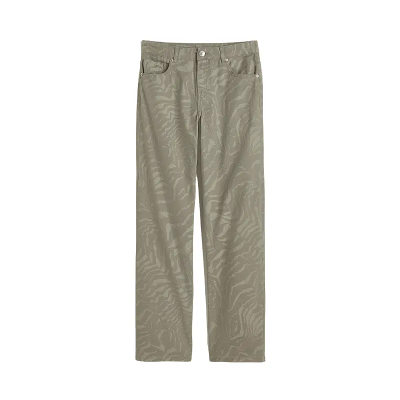 

Брюки H&M Wide-leg Twill, зеленый хаки