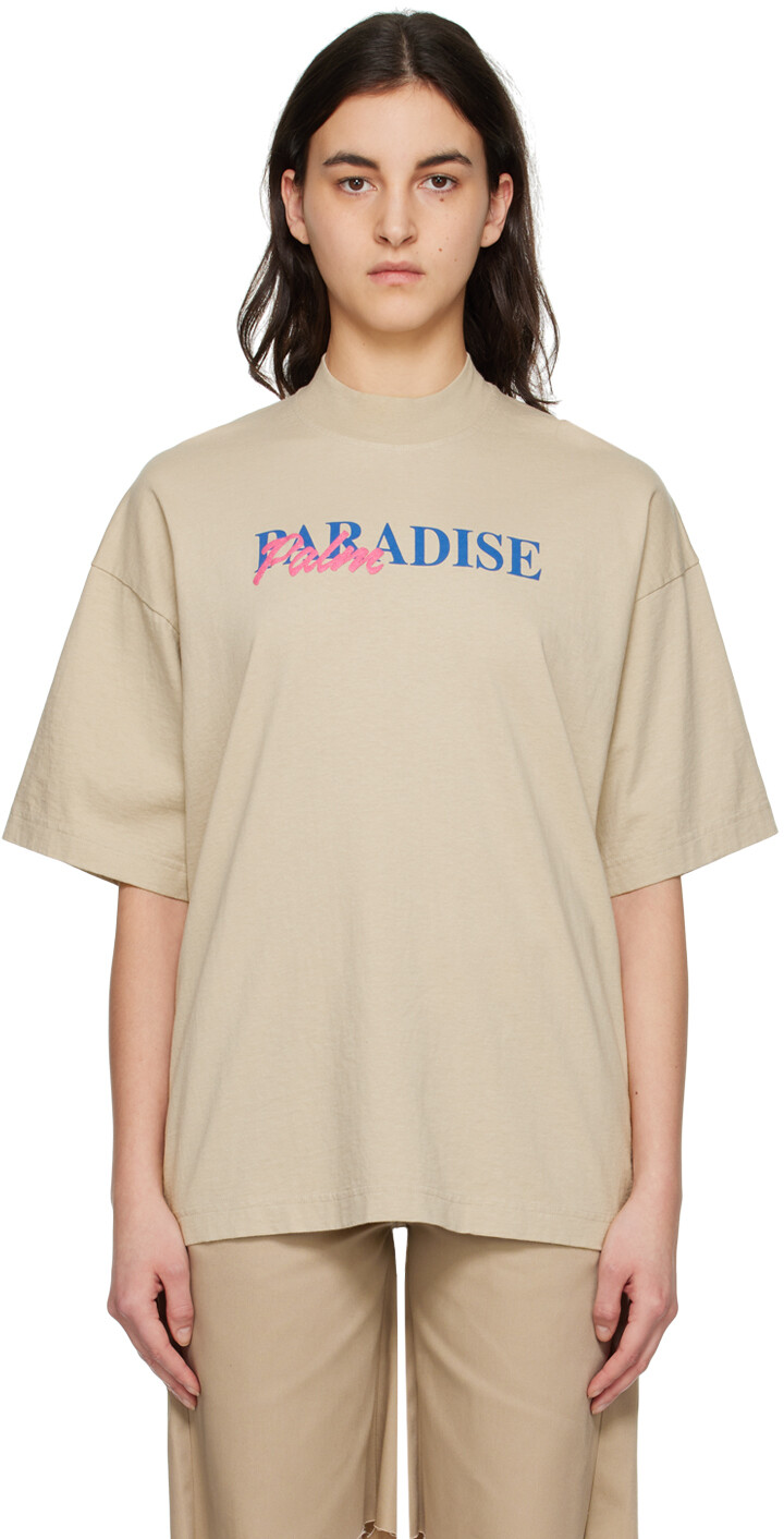 

Бежевая футболка 'Paradise Palm' Palm Angels, Бежевый