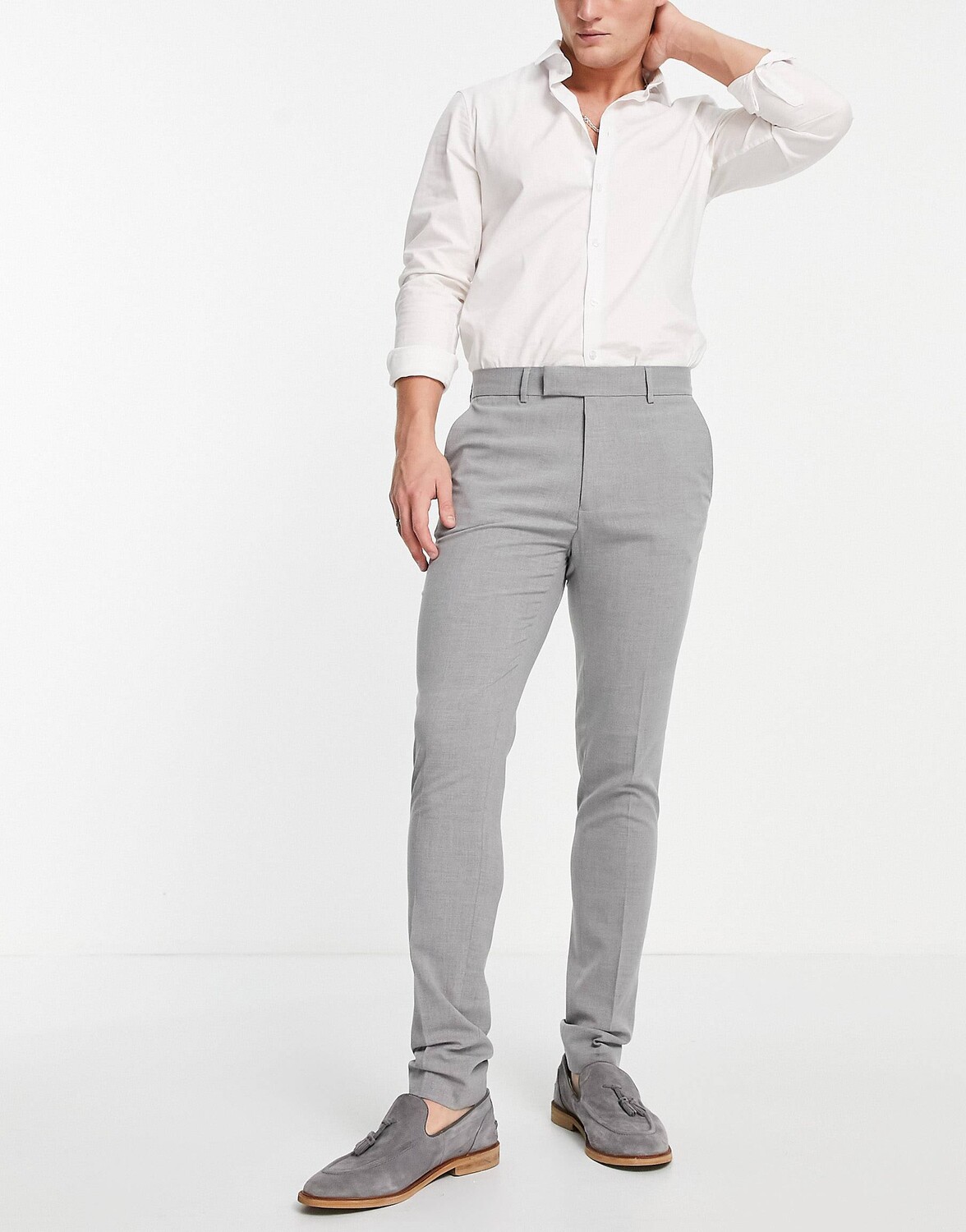 

Серые элегантные брюки скинни ASOS DESIGN, Серый