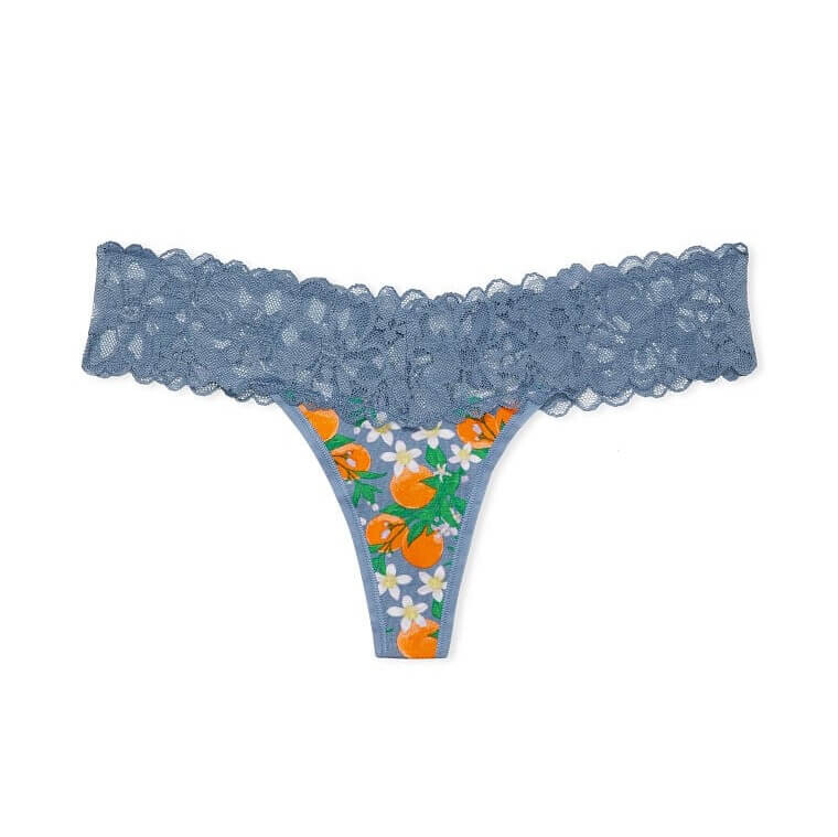 

Трусики-стринги Victoria's Secret Lace Waist Cotton, голубой/оранжевый