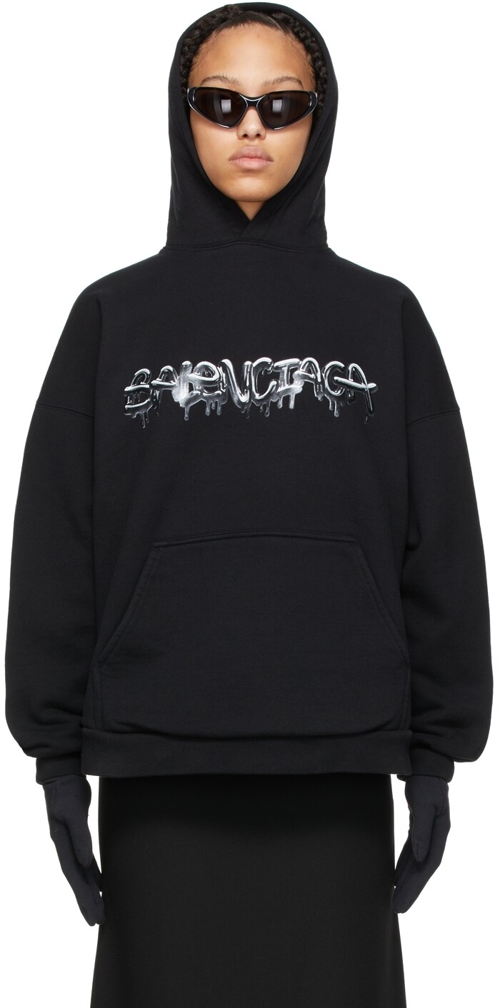 

Черный худи из хлопка Balenciaga