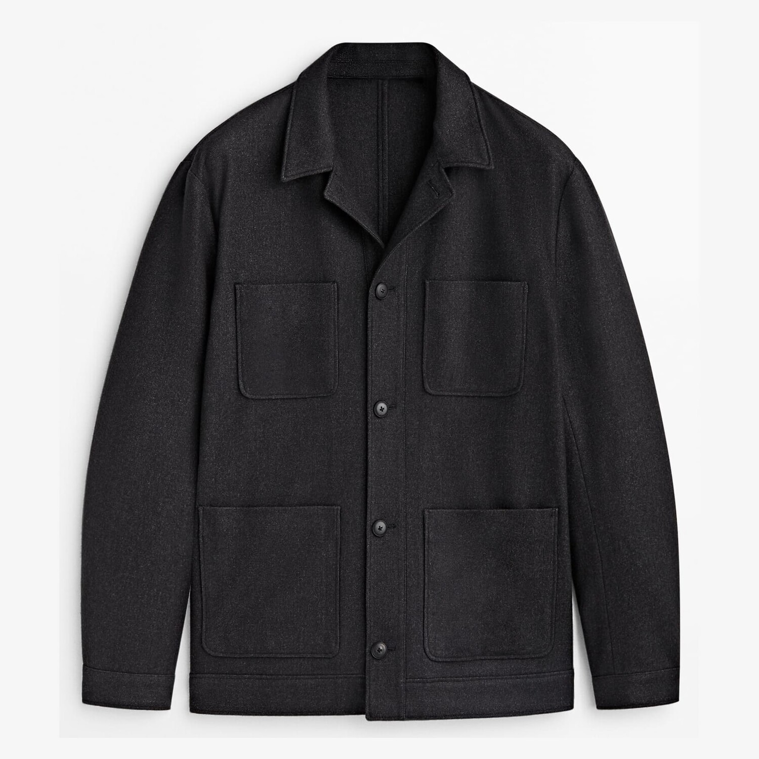 

Куртка-рубашка Massimo Dutti False Plain Wool Blend, темно-синий
