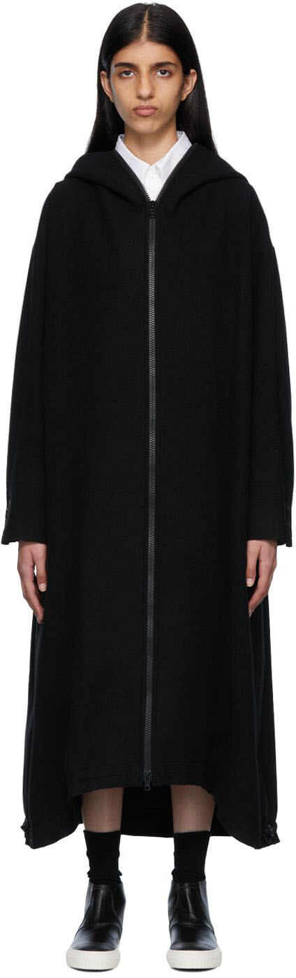 

Черное длинное пальто с капюшоном Regulation Yohji Yamamoto
