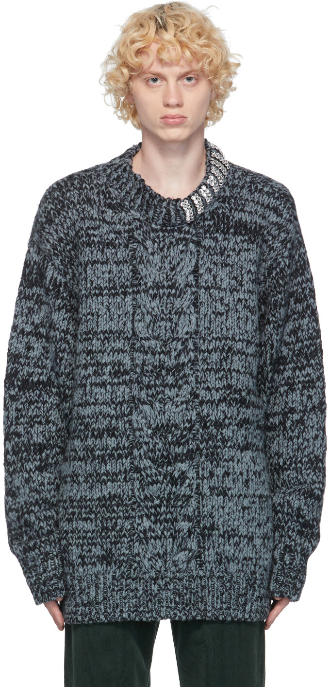 

Синий шерстяной длинный свитер Dries Van Noten