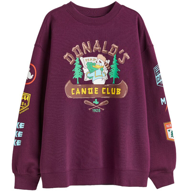 

Свитшот H&M Printed Donald Duck, темно-фиолетовый