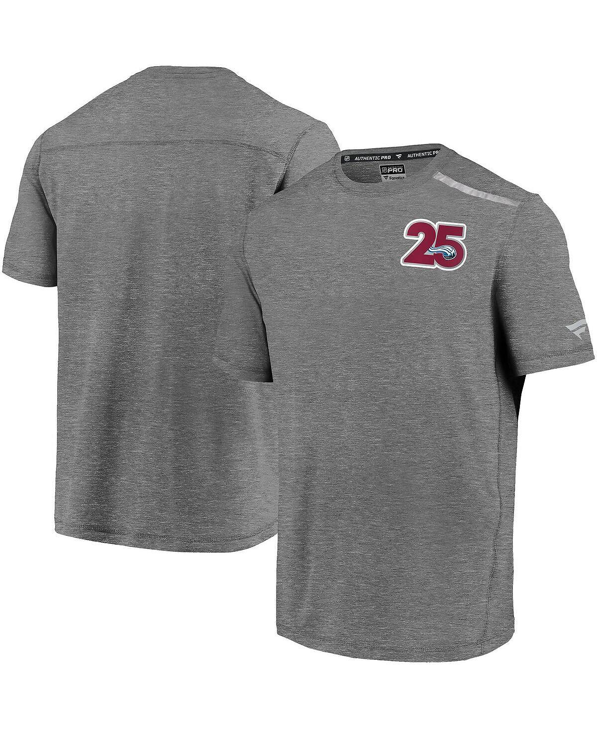 Мужская фирменная футболка с логотипом colorado avalanche 25th season в меланжевом цвете серого цвета Fanatics, мульти