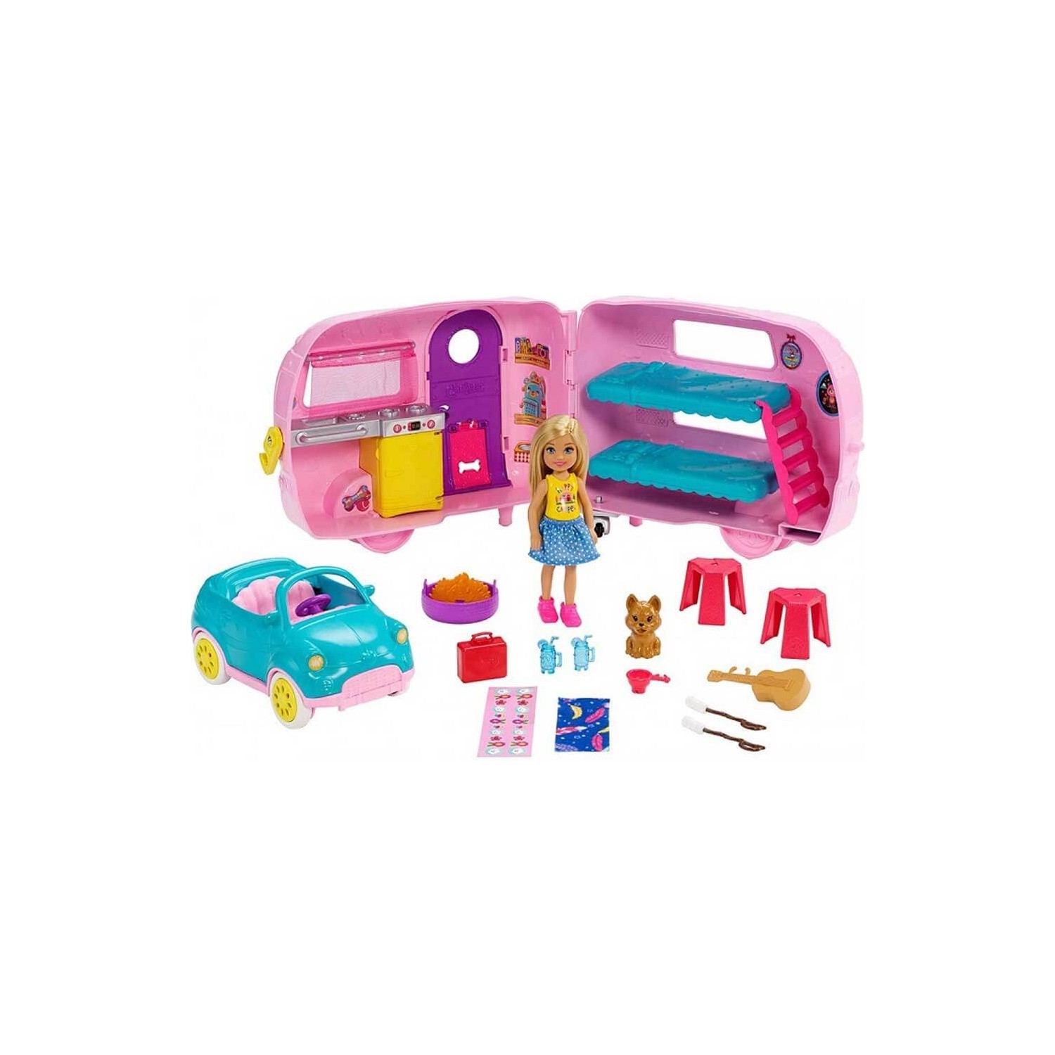 Игровой набор Barbie Club Chelsea Caravan, щенок и аксессуары FXG90
