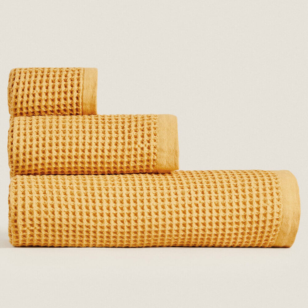 

Полотенце Zara Home Waffle-knit Cotton, желтый
