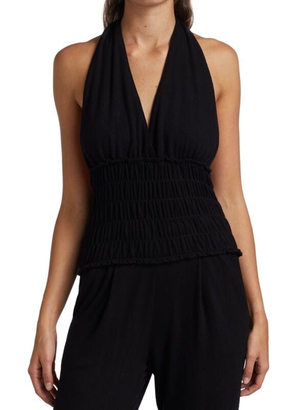 

Присборенный топ lori с лямкой на шее Leset Black