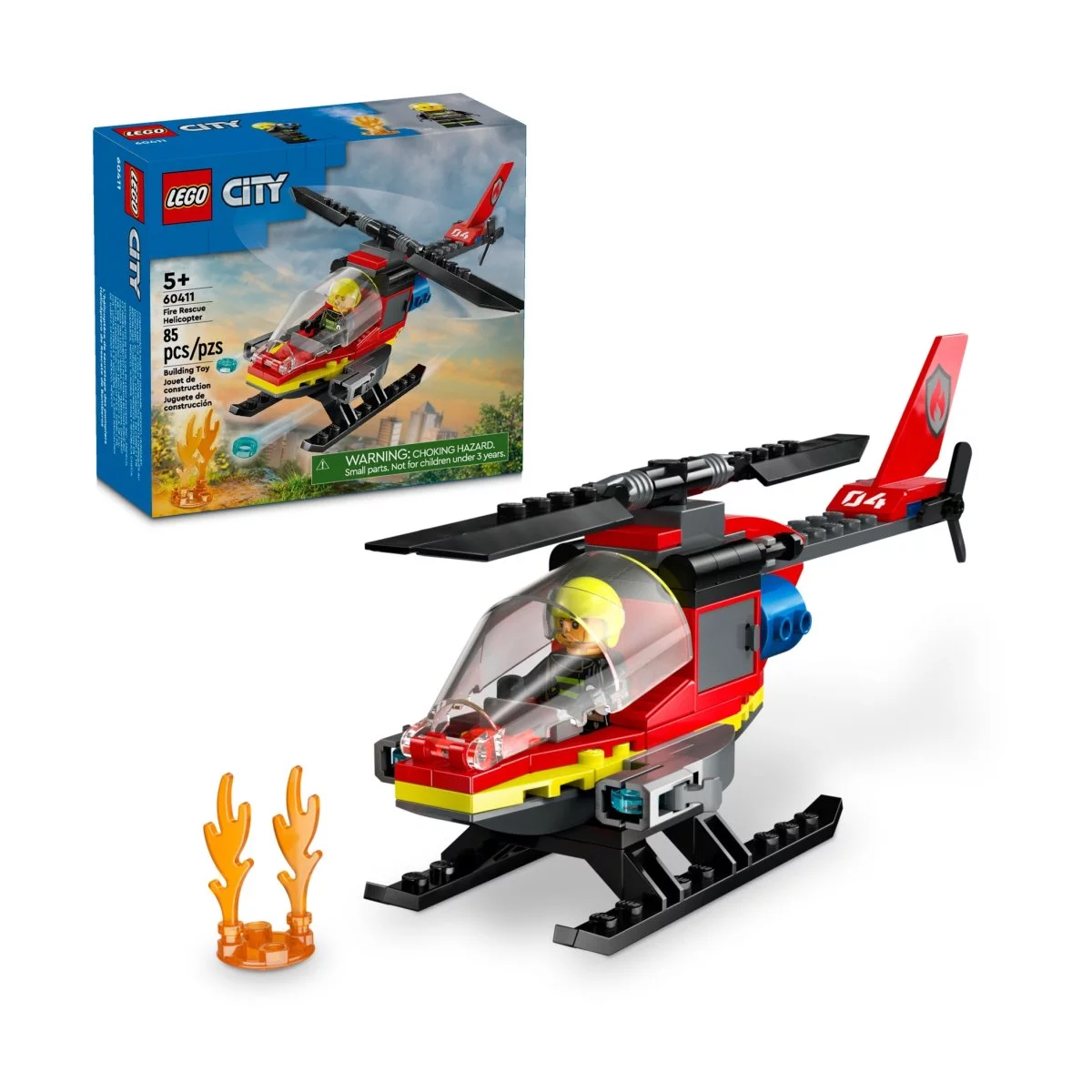 Конструктор Lego City Fire Rescue Helicopter 60411, 85 деталей конструктор lego city 60318 fire helicopter 53 дет
