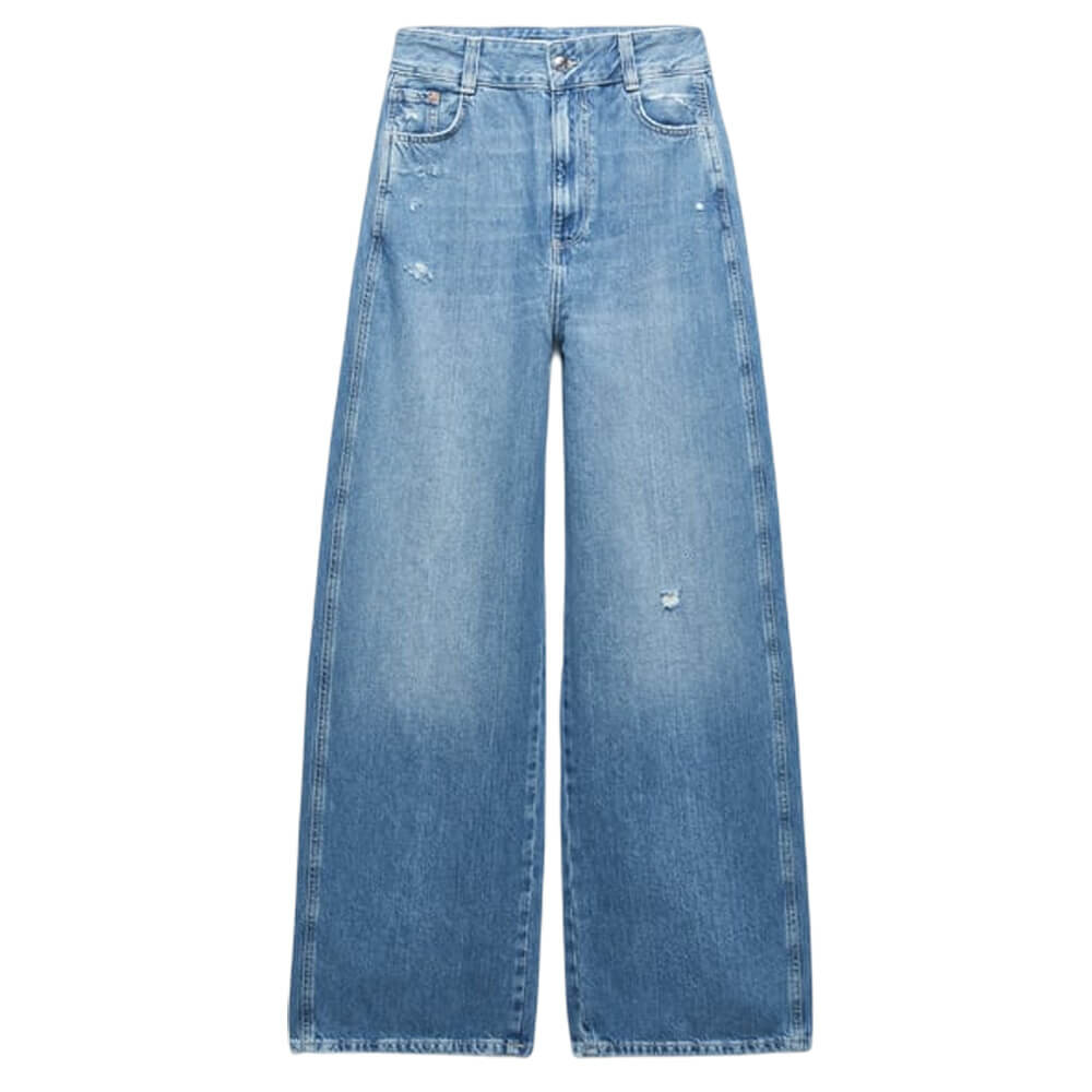 

Джинсы женские широкие Zara Z1975 Leg High-Rise, синий