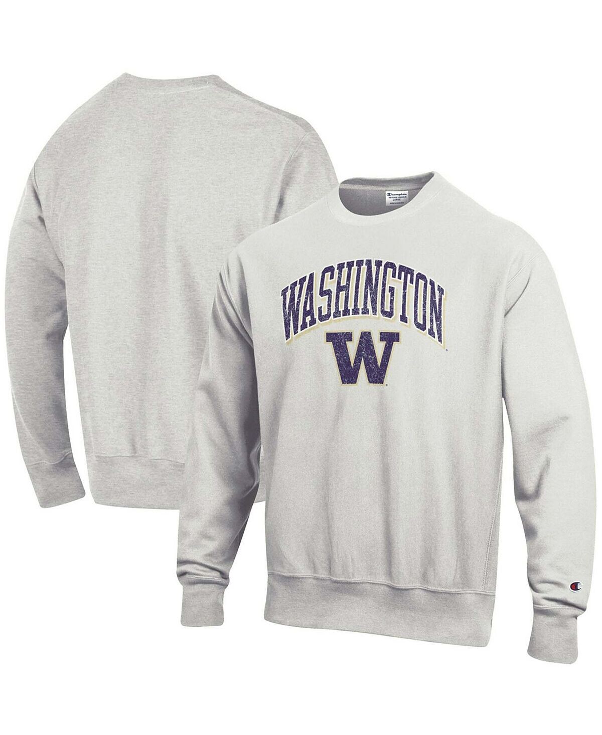 

Мужская серая толстовка с капюшоном washington huskies arch over logo с обратным переплетением Champion, серый