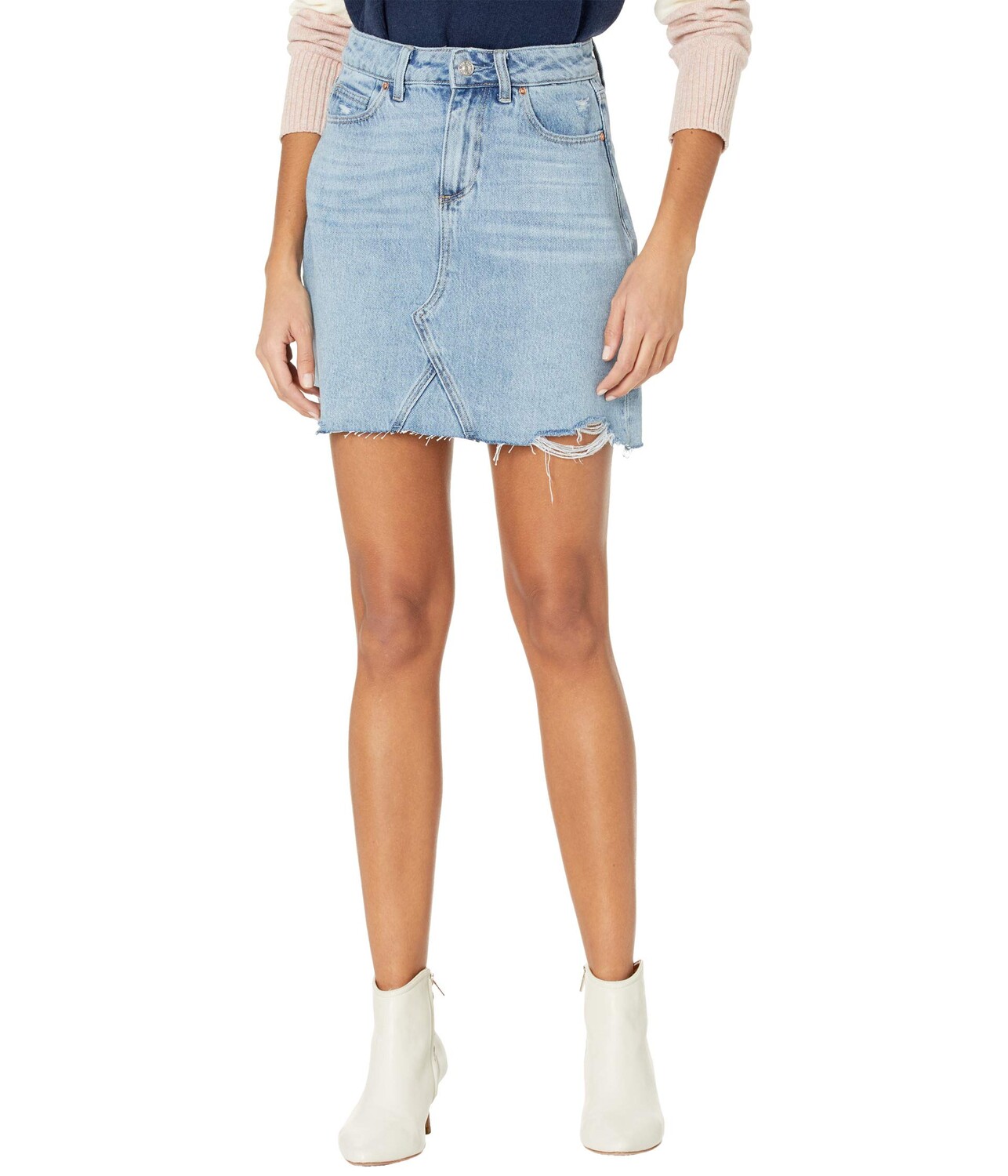 

Юбка Paige, Aideen Skirt w/ Seamed Coin Pocket Raw Hem in Razz Distressed