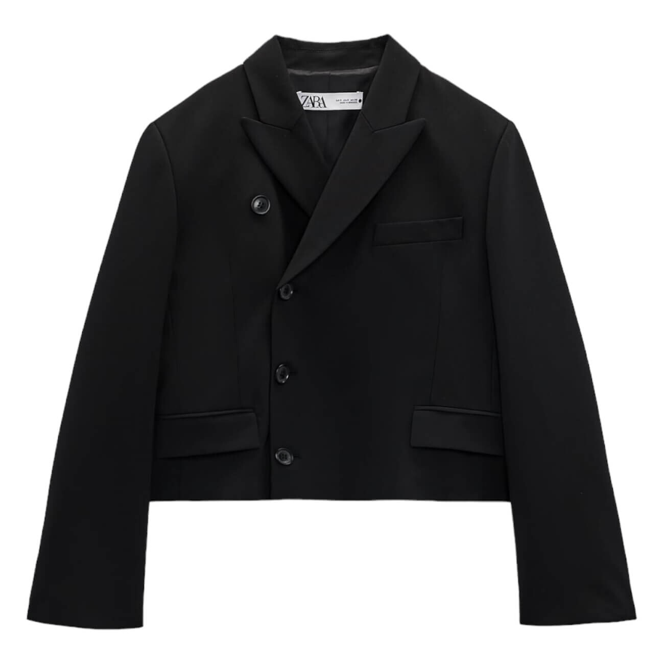 

Блейзер Zara Wool Blend Cropped, черный