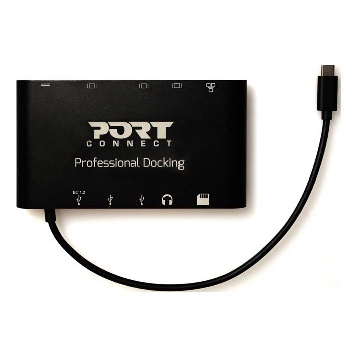 цена Док-станция Port Connect Docking Type C Travel 1x4K++, черный