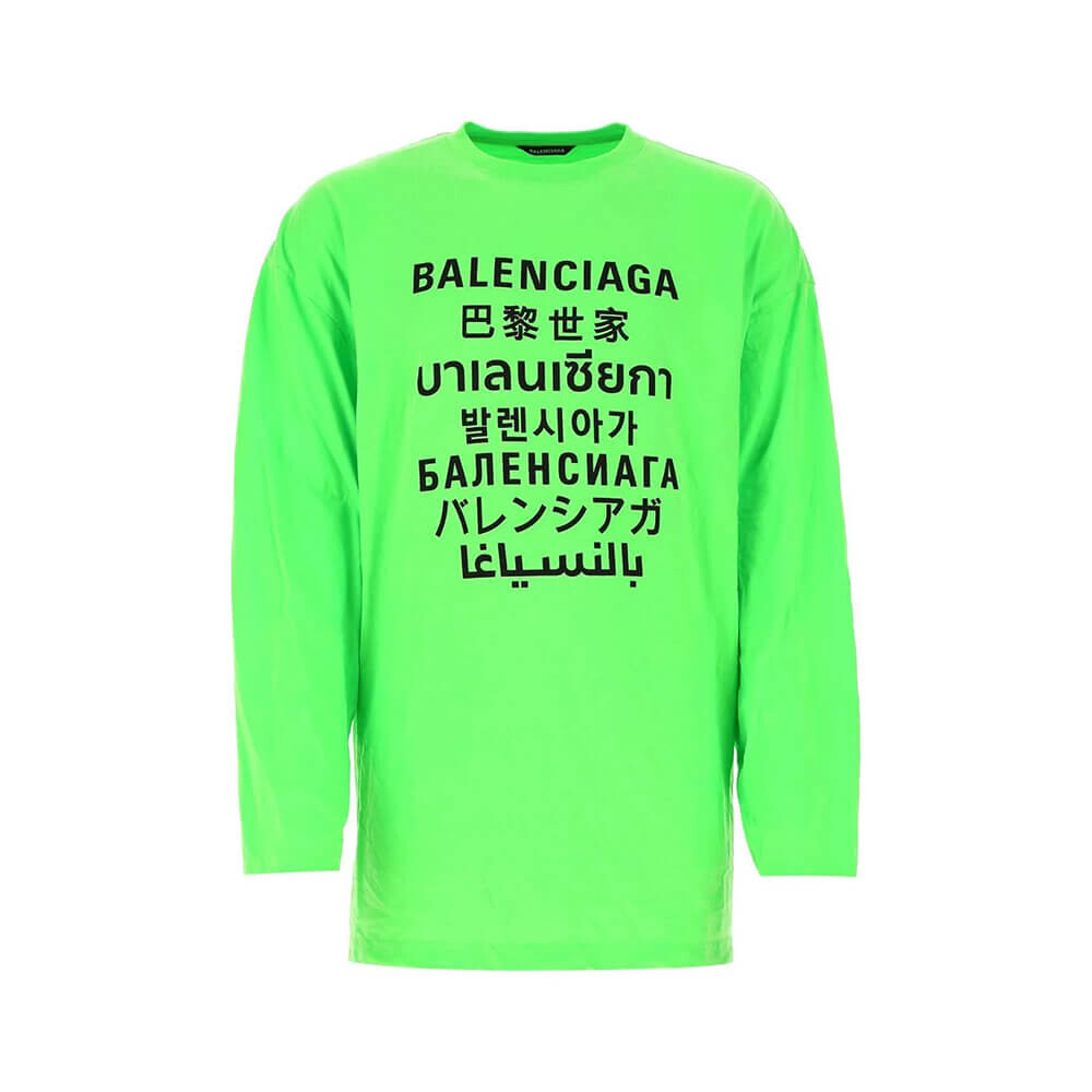 

Лонгслив Balenciaga Languages Oversized, зелёный