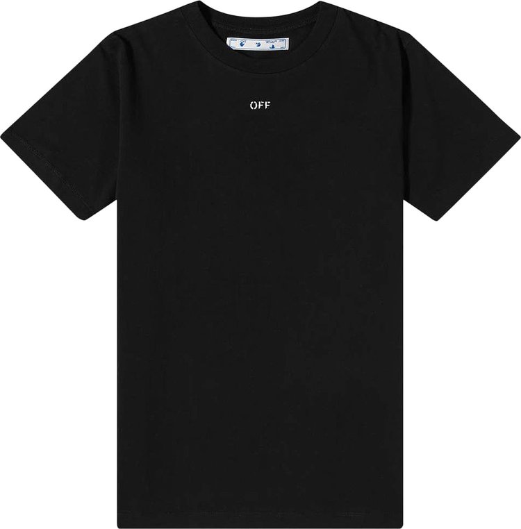 Футболка Off-White Stencil Short-Sleeve Slim Tee 'Black/White', черный - фото