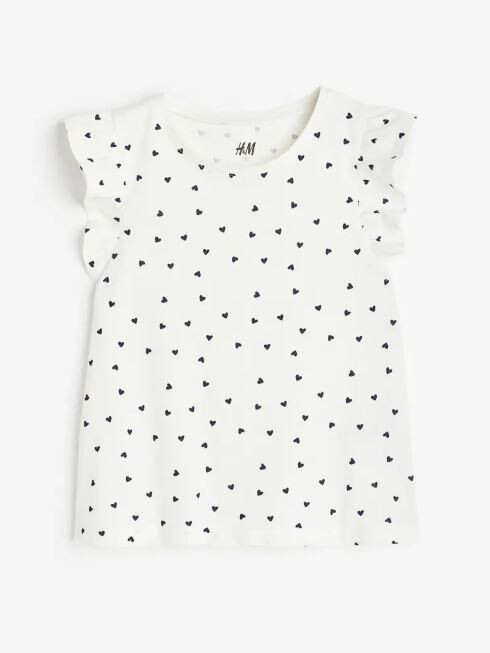 

Топ c рукавами-бабочками H&M Hearts Butterfly Sleeves Jersey, белый/черный