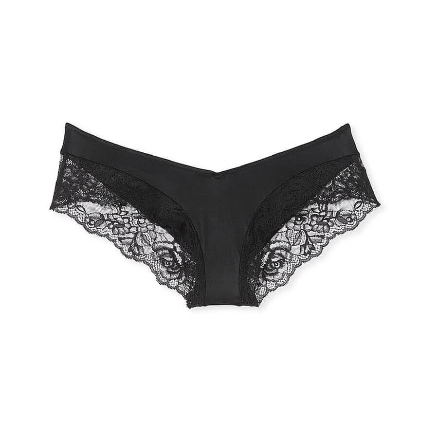 

Трусы Victoria's Secret Very Sexy Rose Lace-Trim High-Leg Cheeky, черный