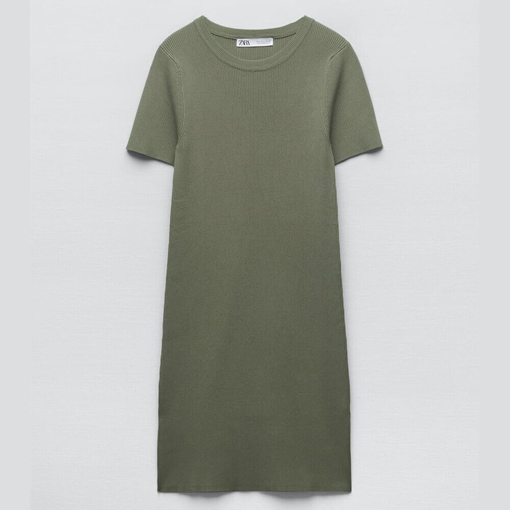 

Платье Zara Knit Mini, хаки