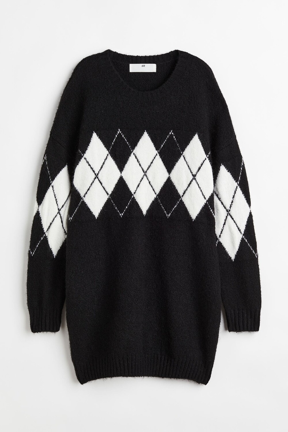 

Вязаное платье H&M Argyle-patterned, черный