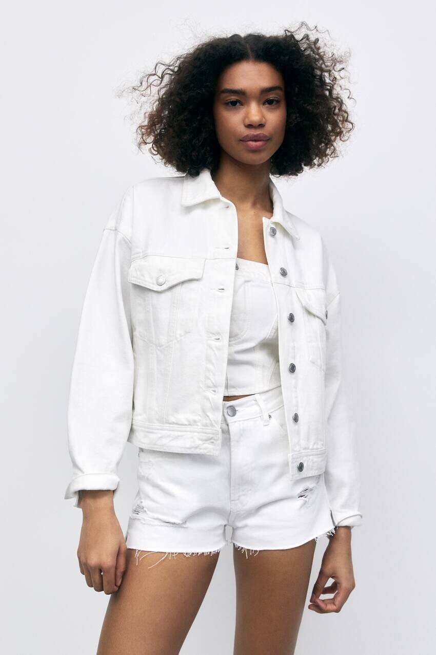 

Джинсовая куртка с заниженными плечами Pull&Bear, белый