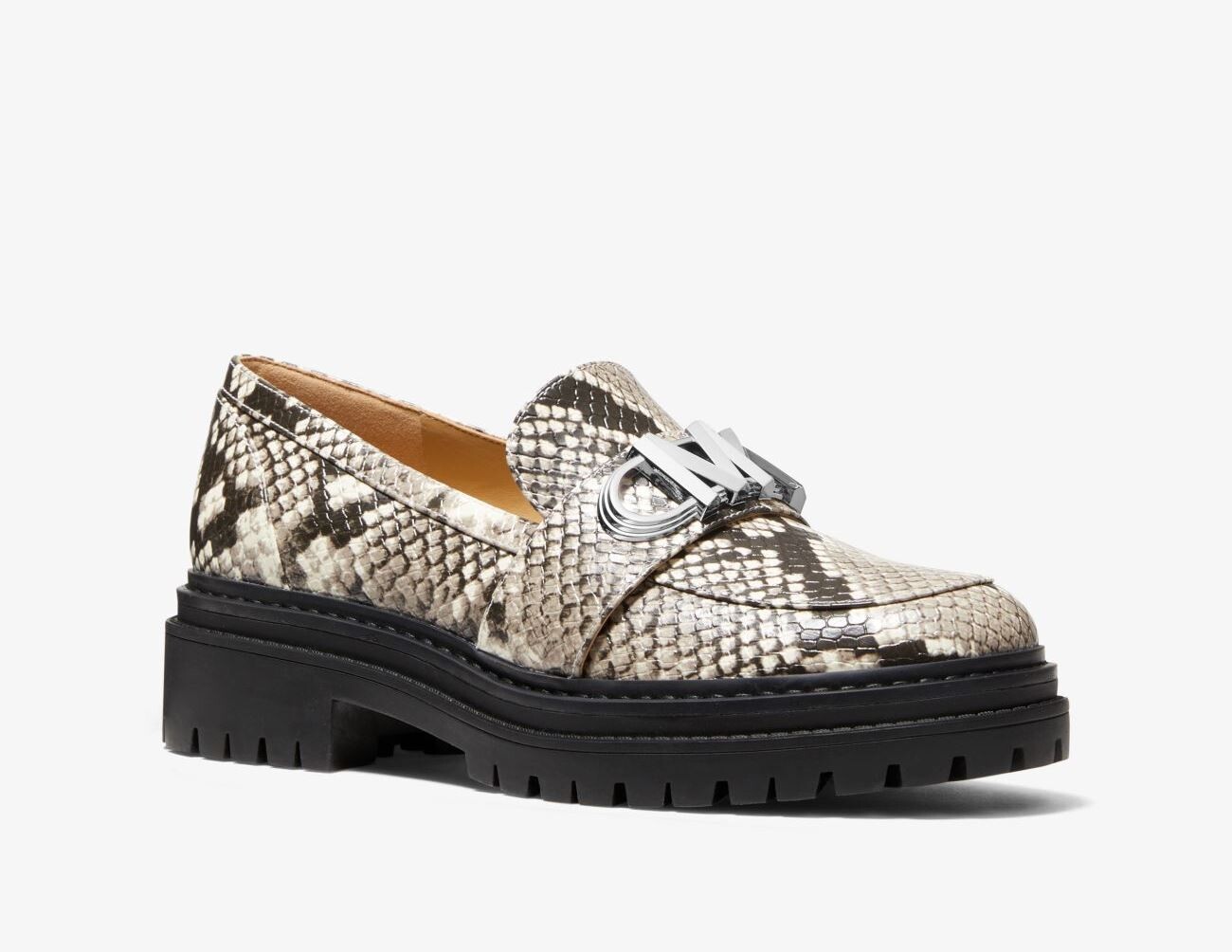 

Лоферы Michael Kors Parker Snake Embossed Faux Leather, бежевый/черный