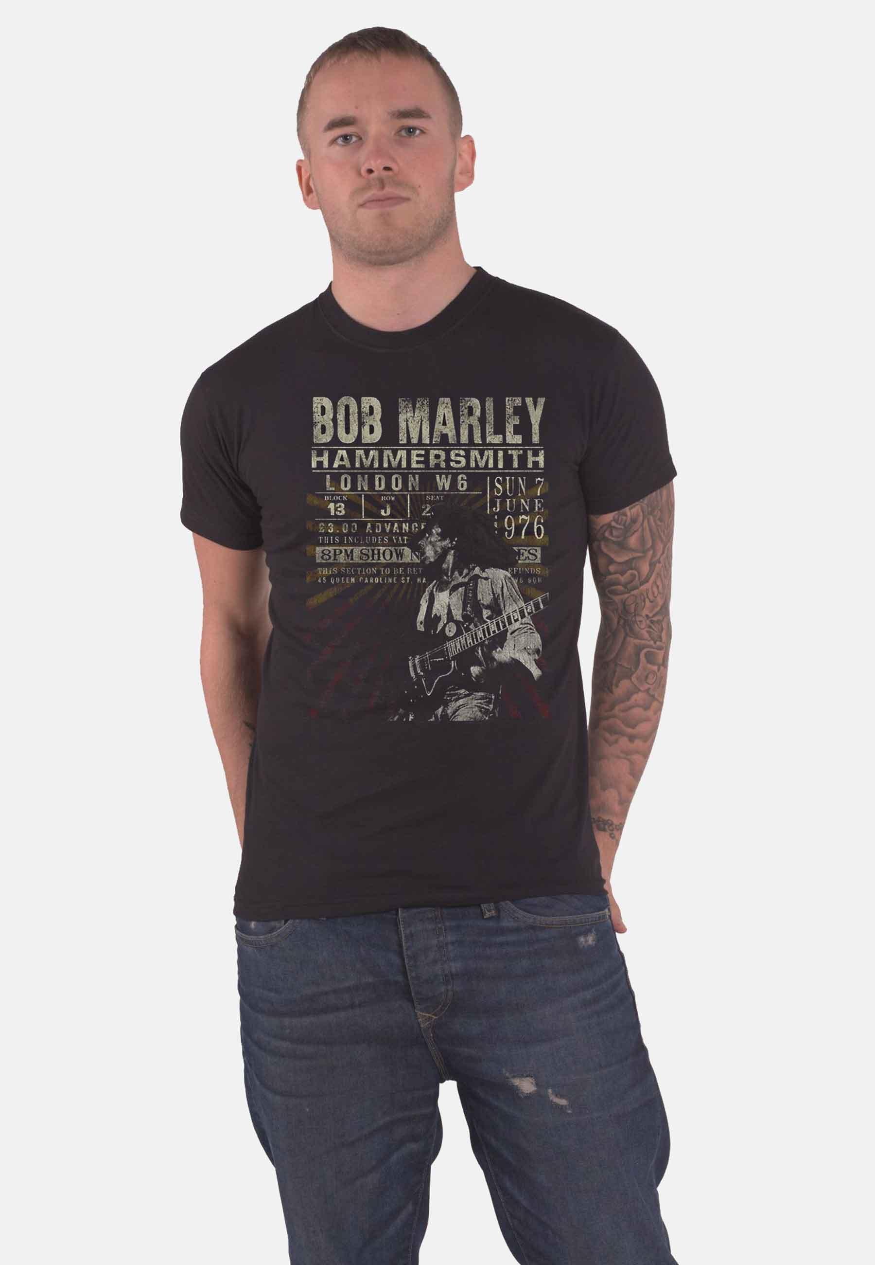 цена Эко-футболка с плакатом Hammersmith 1976 года Bob Marley, черный