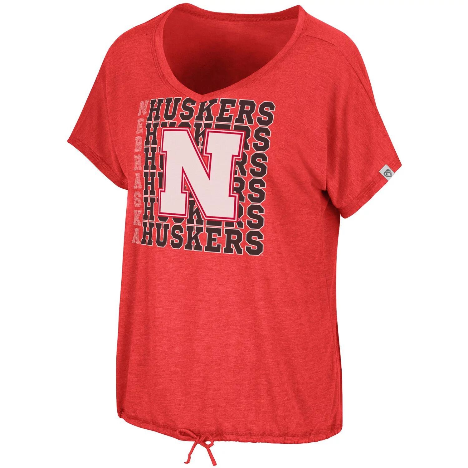 

Женская футболка Colosseum Heathered Scarlet Nebraska Huskers Fifth Sense с v-образным вырезом на шнурке Colosseum