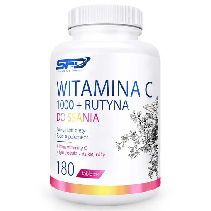 SFD Witamina C 1000 + Rutyna Tabletki Do Ssania препарат, укрепляющий иммунитет и снижающий чувство усталости, 180 шт. vocaler mięta pastylki do ssania леденцы 12 шт