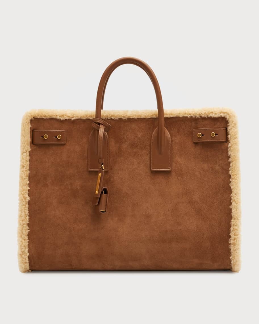 

Мужская кожаная большая сумка Sac De Jour с отделкой из овчины Saint Laurent