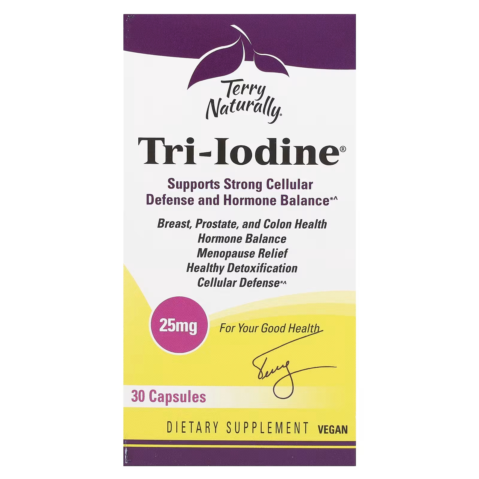 Пищевая добавка Terry Naturally Tri-Iodine для здоровья, 30 капсул пищевая добавка terry naturally red sage plus hrg80 с красным женьшенем 30 капсул