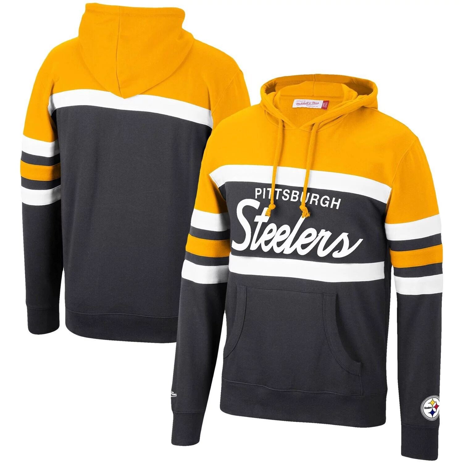 

Мужской пуловер с капюшоном Mitchell & Ness Gold/Black Pittsburgh Steelers Head Coach