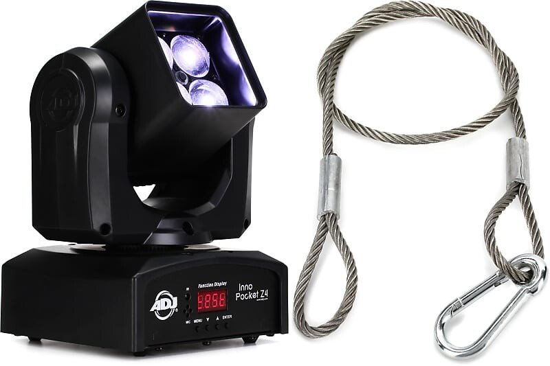 

ADJ Inno Pocket Z4 4-LED RGBW Промывочная головка с движущейся головкой и зумом Комплект с кабелем ADJ S-Cable/60 60lb Safety Cable American DJ INN119=1 SCABLE 60=1