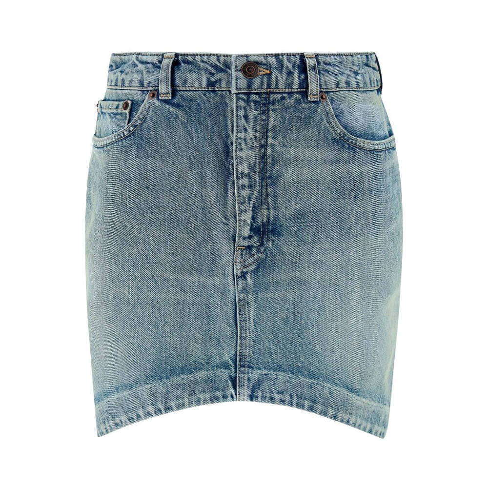 

Юбка Balenciaga Curved-hem Denim Mini, голубой