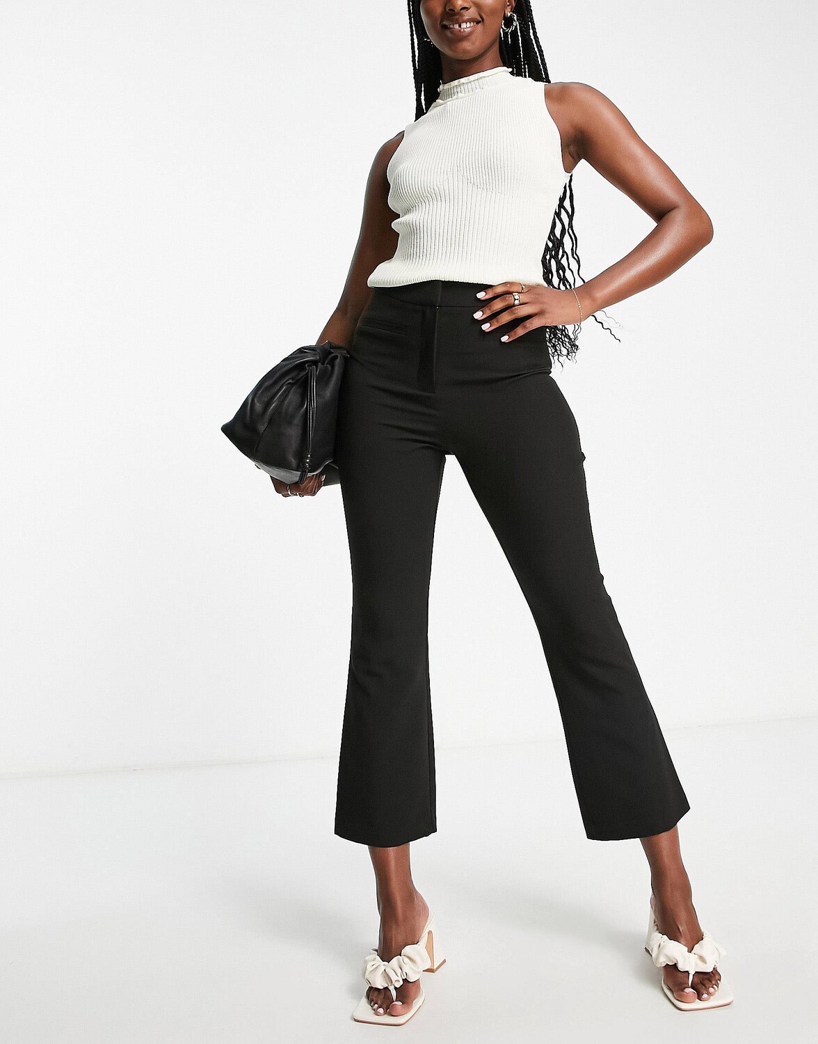 

Черные укороченные расклешенные брюки Miss Selfridge, Черный