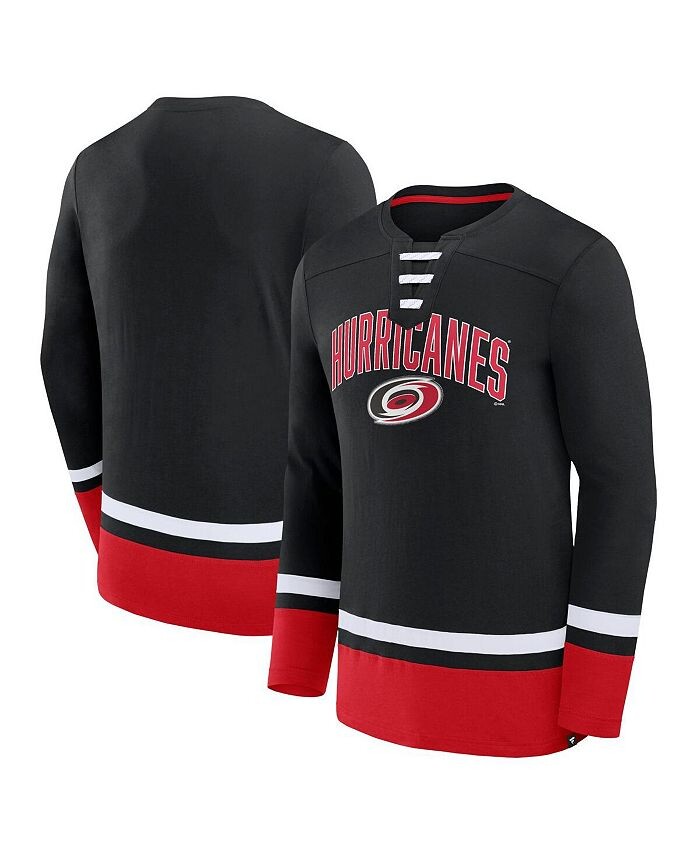 

Мужская черная фирменная футболка Carolina Hurricanes со шнуровкой и длинными рукавами Fanatics, черный