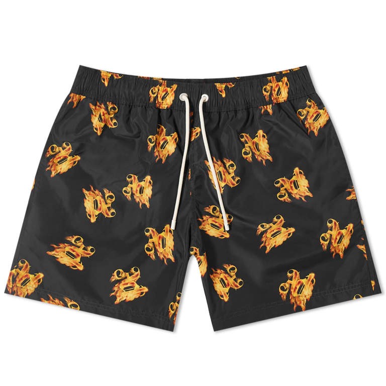 Плавки Palm Angels Burning Pa Monogram, черный/желтый palm angels шорты для плавания с гепардом оранжевый