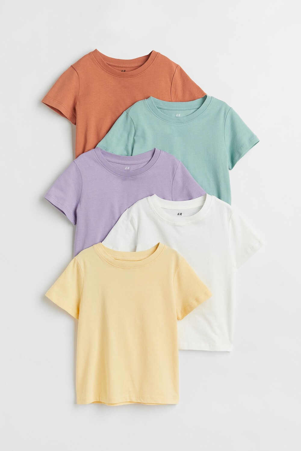 

Хлопковая футболка, 5 шт. H&M, светло-желтый/светло-фиолетовый