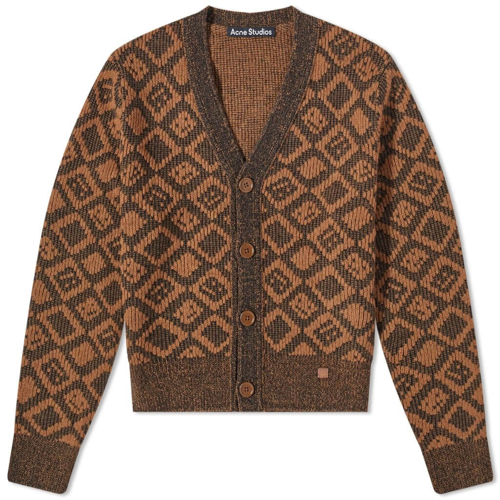 

Кардиган Acne Studios Kerid Tile Face, коричневый/черный