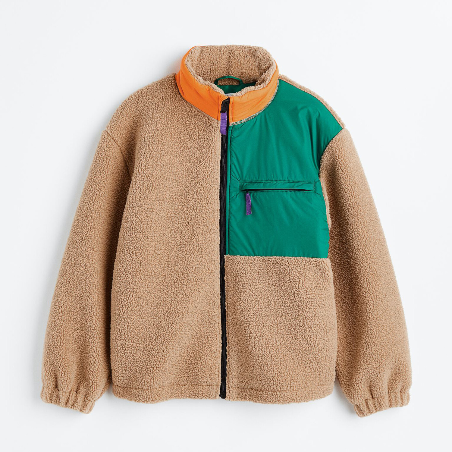

Плюшевая куртка H&M Color-block, бежевый