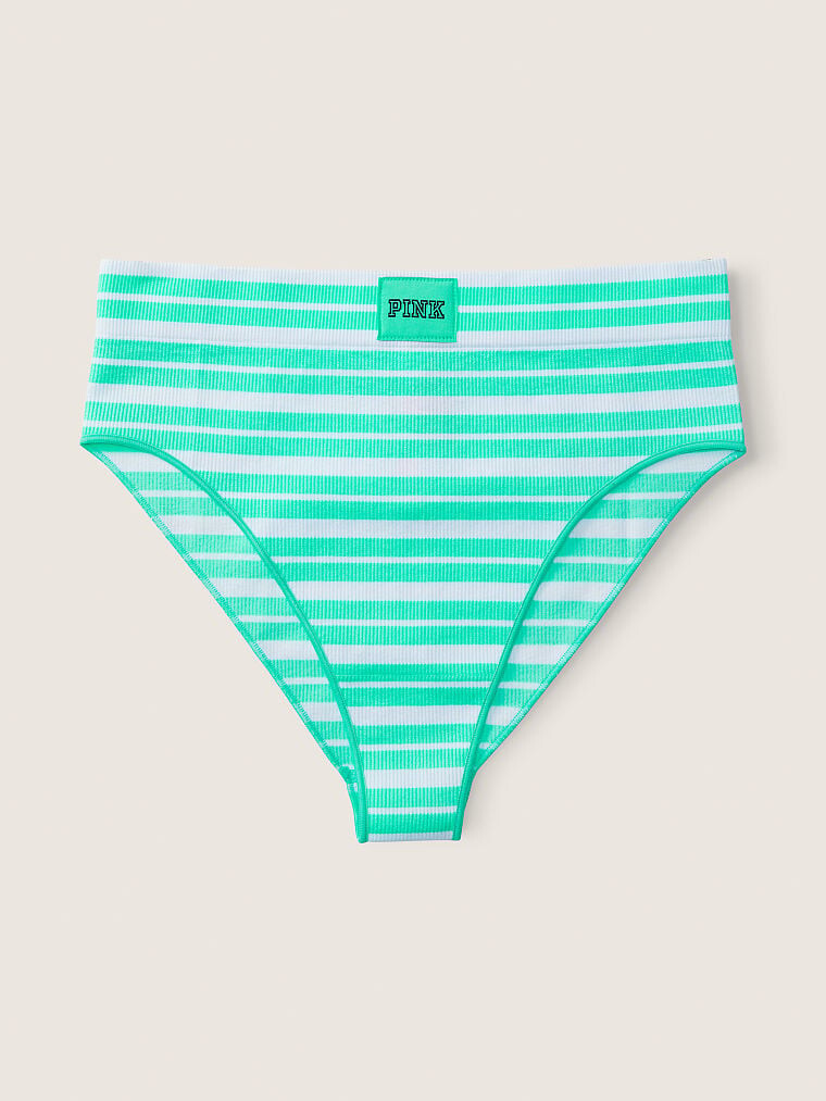 

Pink Seamless High Waist Rib, бирюзовый в полоску