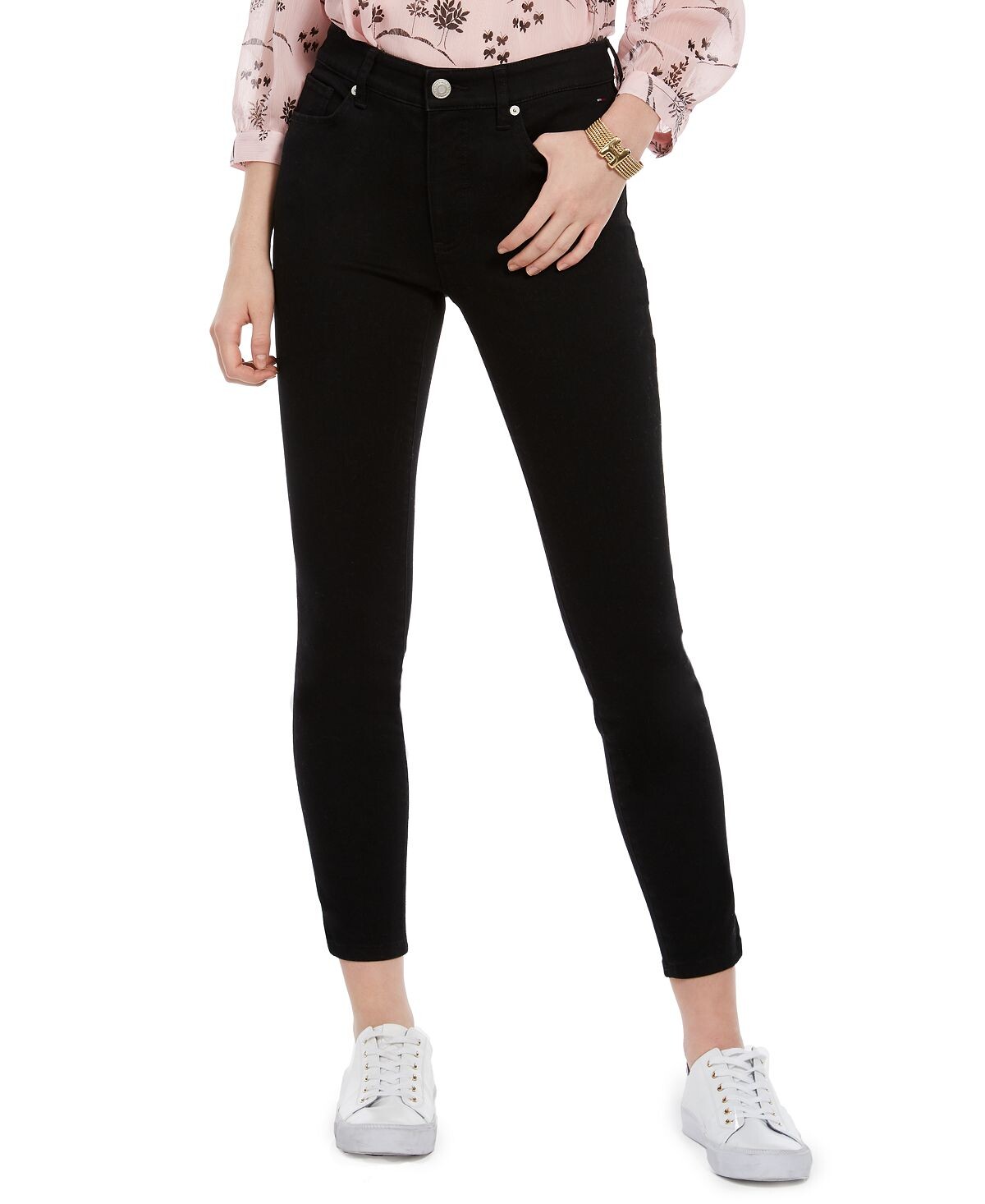 

Женские джинсы-скинни tribeca th flex до щиколотки Tommy Hilfiger, черный