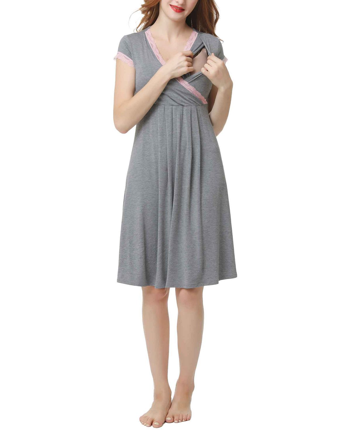 Ночная рубашка для беременных и кормящих мам kimi & kai jenny kimi + kai, серый ночная рубашка для беременных кормящих и amp комплект халатов accouchée цвет gray