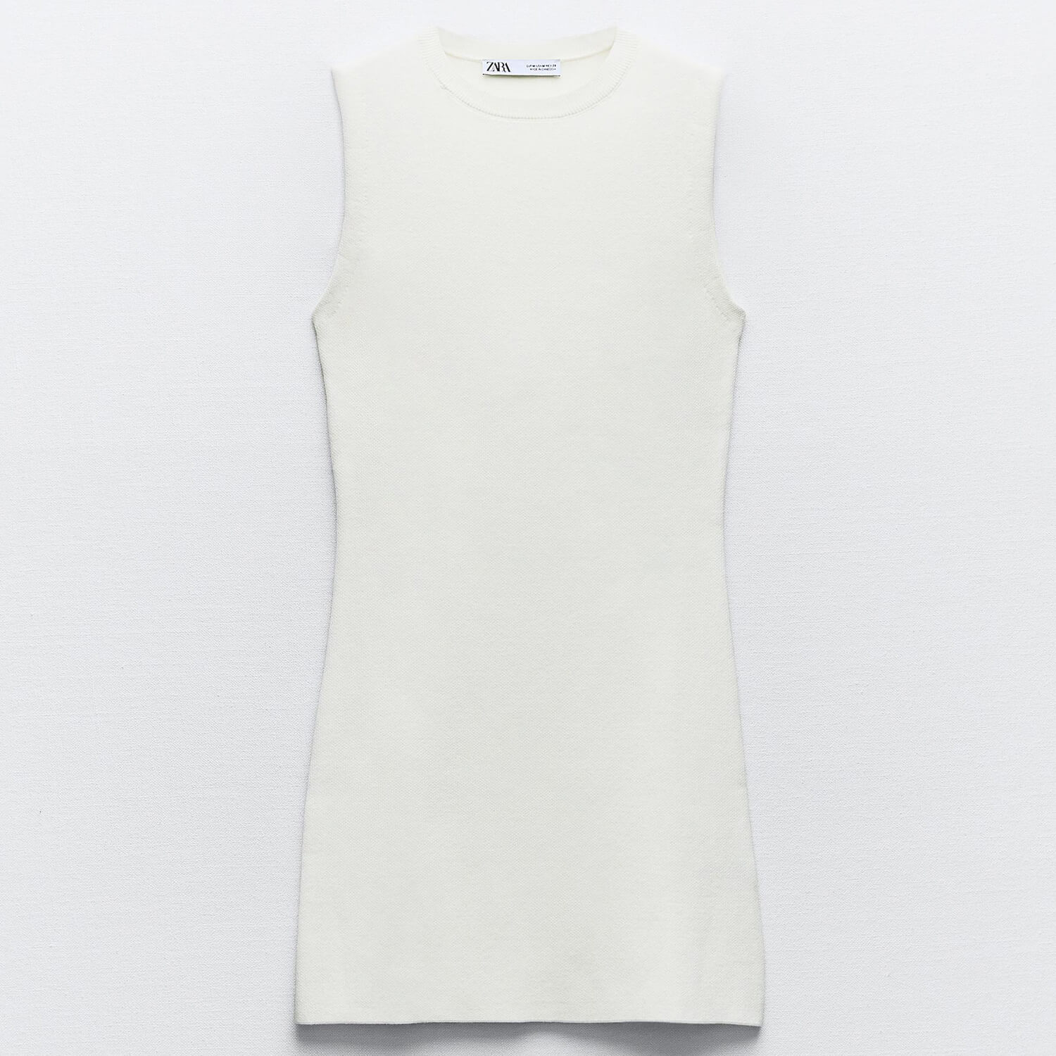 Платье Zara Plain Knit Mini, белый