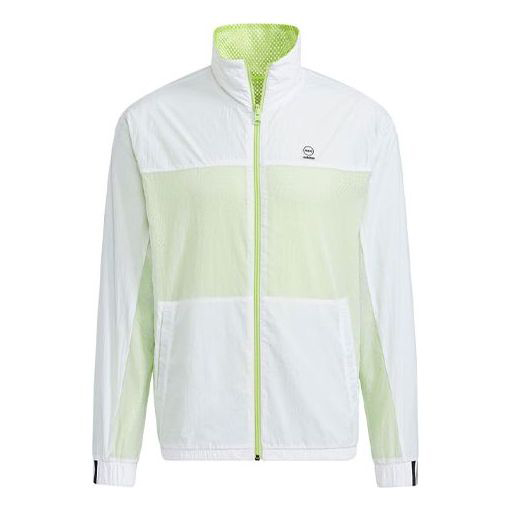 Куртка Adidas neo Stand Collar Colorblock Zipper Autumn Colorblock, Белый/Зеленый