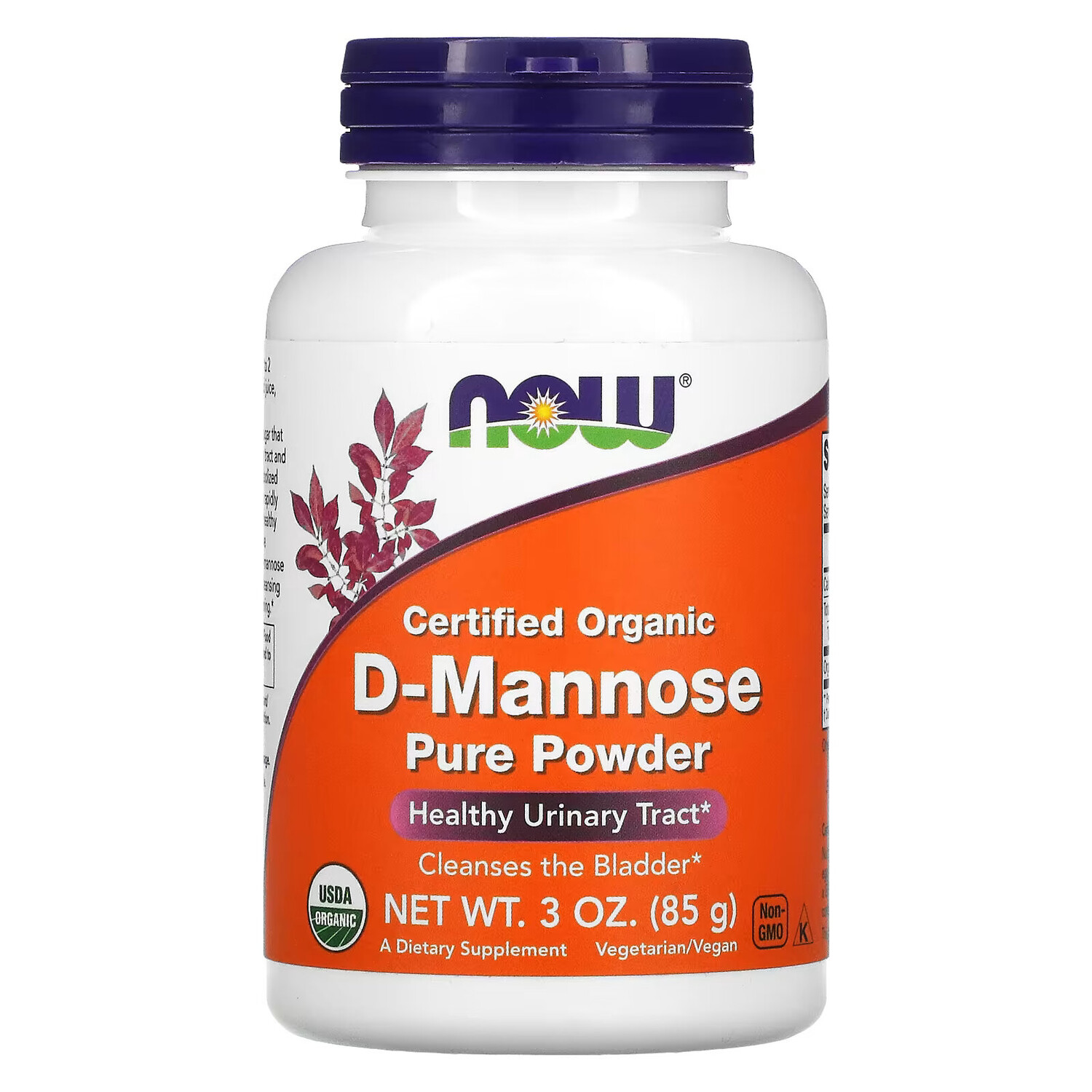 

NOW Foods, D-манноза, сертифицированный органический чистый порошок, 85 г