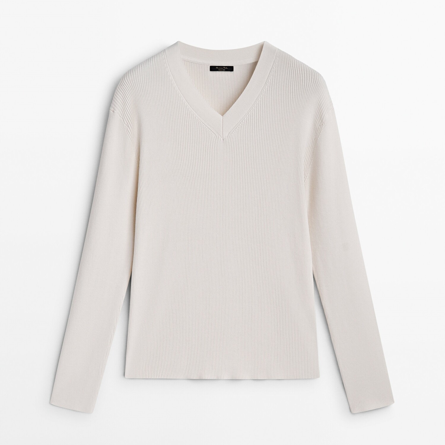 

Джемпер Massimo Dutti Cotton And Silk Blend Ribbed Knit, кремовый, Бежевый