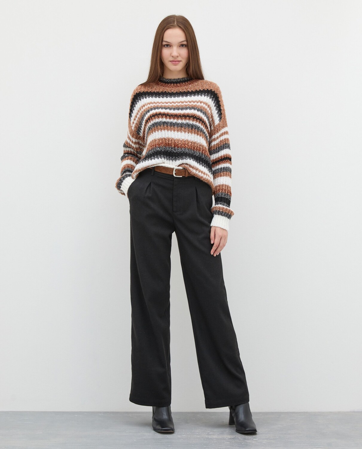 

Женские брюки палаццо с завышенной талией NICE&CHIC, темно-серый