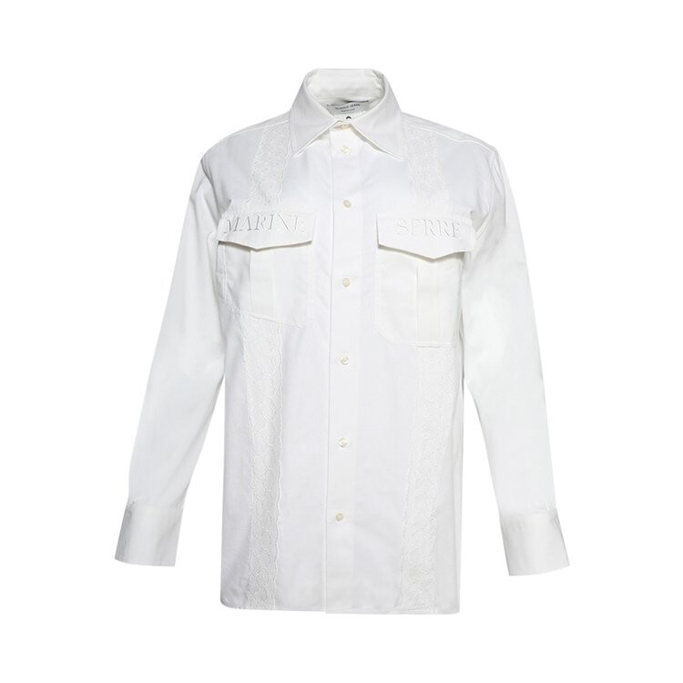 

Рубашка Marine Serre Upcycled Household Linen Twin Pocket Shirt, цвет Optical White